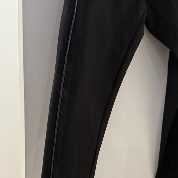 LOFT High Rise Black Tuxedo Faux Leather Edged Leggings - Picture 4 of 8
